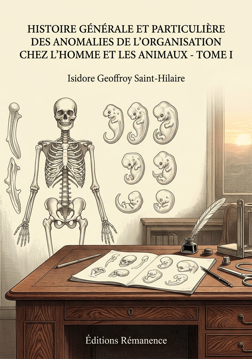 Livre Histoire générale et particulière des anomalies de l’organisation chez l’homme et les animaux - Tome I par Isidore Geoffroy Saint-Hilaire - Couverture - Editions Remanence