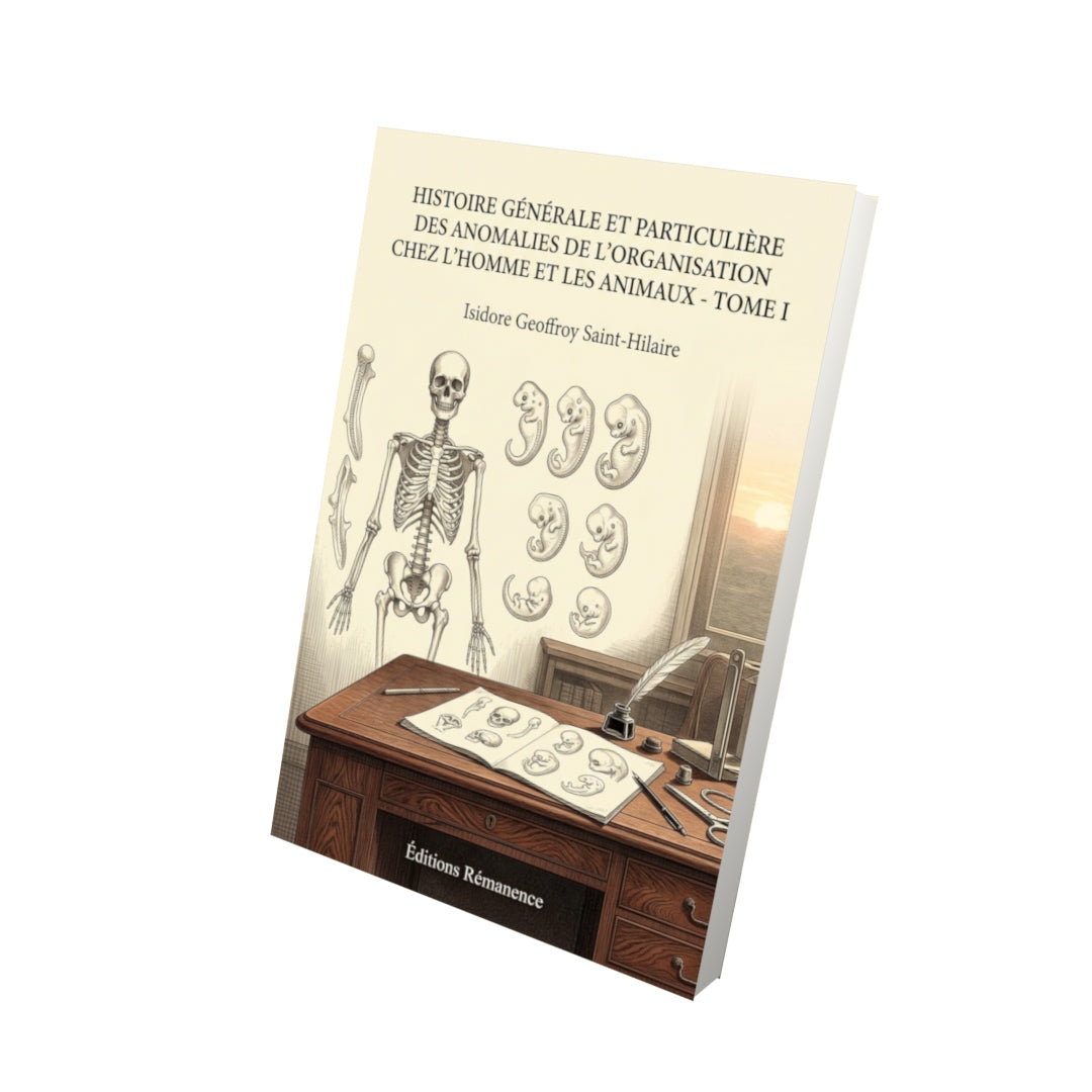Livre Histoire générale et particulière des anomalies de l’organisation chez l’homme et les animaux - Tome I par Isidore Geoffroy Saint-Hilaire - Vue 3D - Editions Remanence