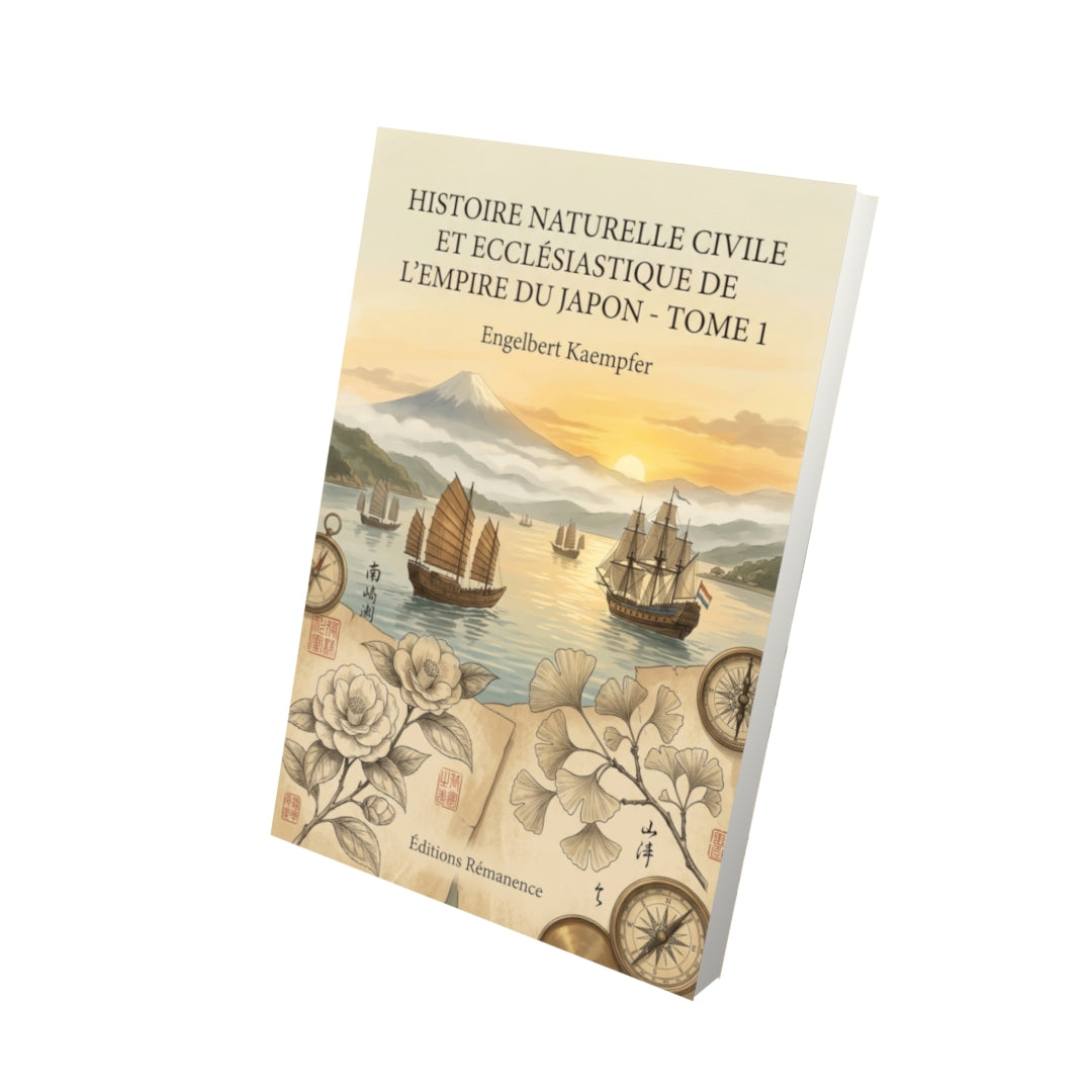 Livre Histoire naturelle civile et ecclésiastique de l’Empire du Japon - Tome 1 par Engelbert Kaempfer - Vue 3D - Editions Remanence