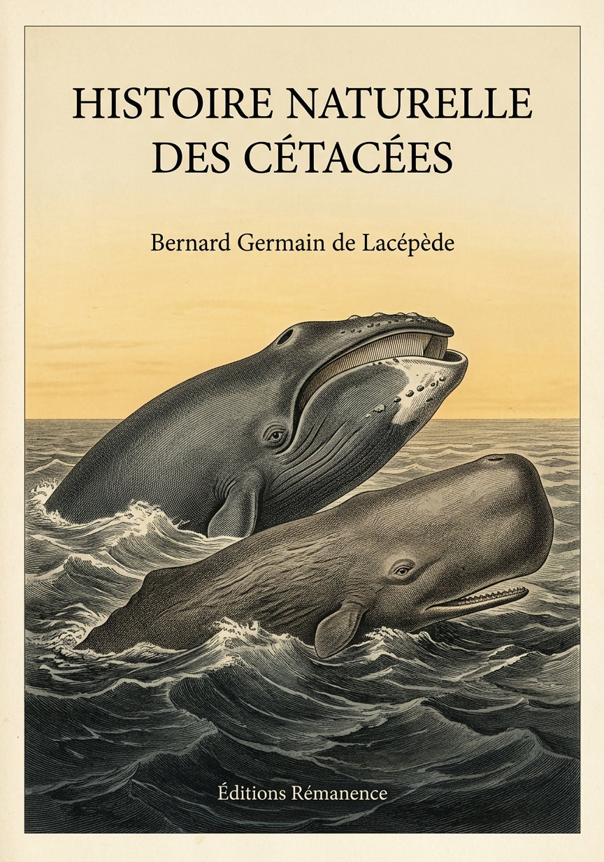Livre Histoire naturelle des cétacées par Bernard Germain de Lacépède - Couverture - Editions Remanence