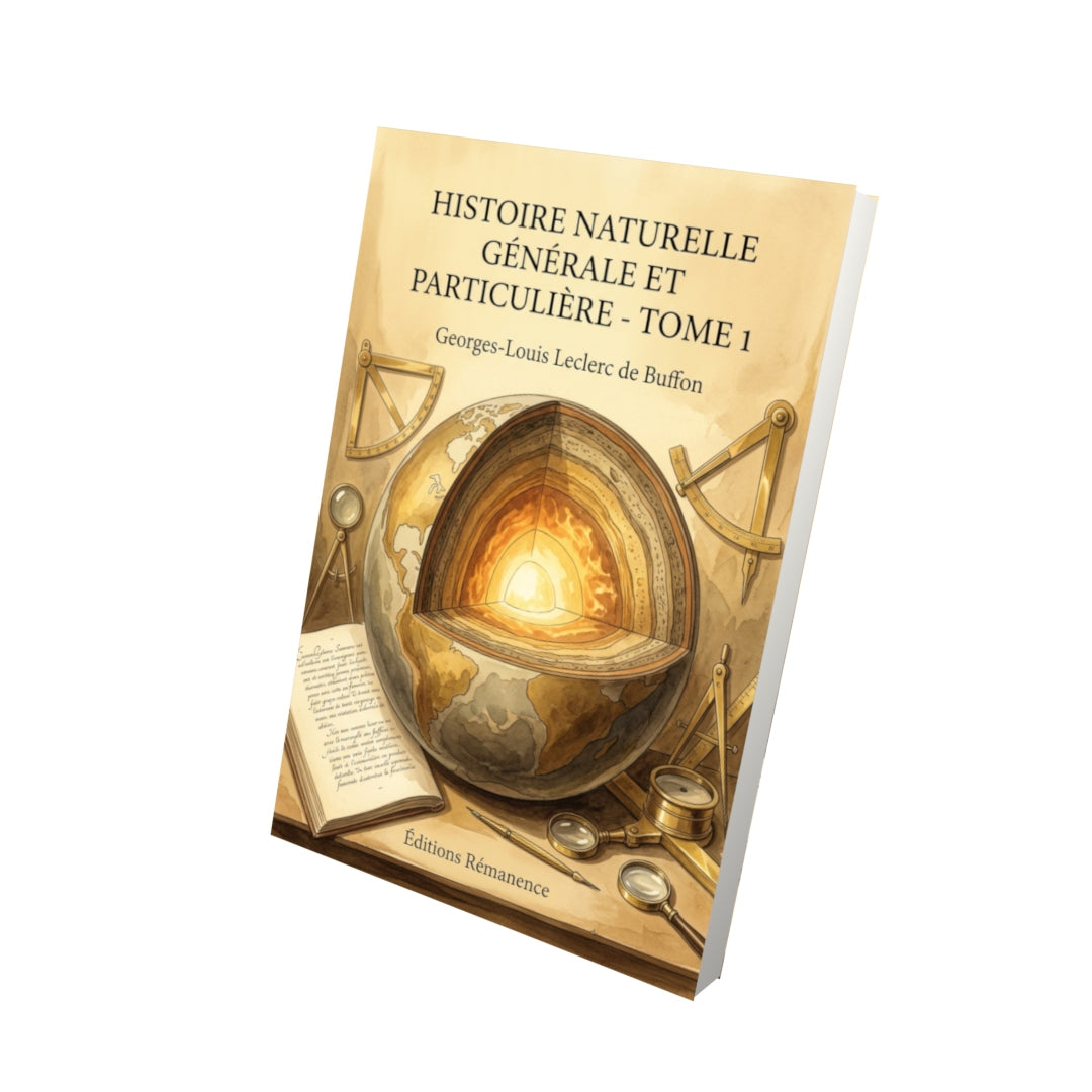 Livre Histoire naturelle générale et particulière - Tome 1 par Georges-Louis Leclerc de Buffon - Vue 3D - Editions Remanence
