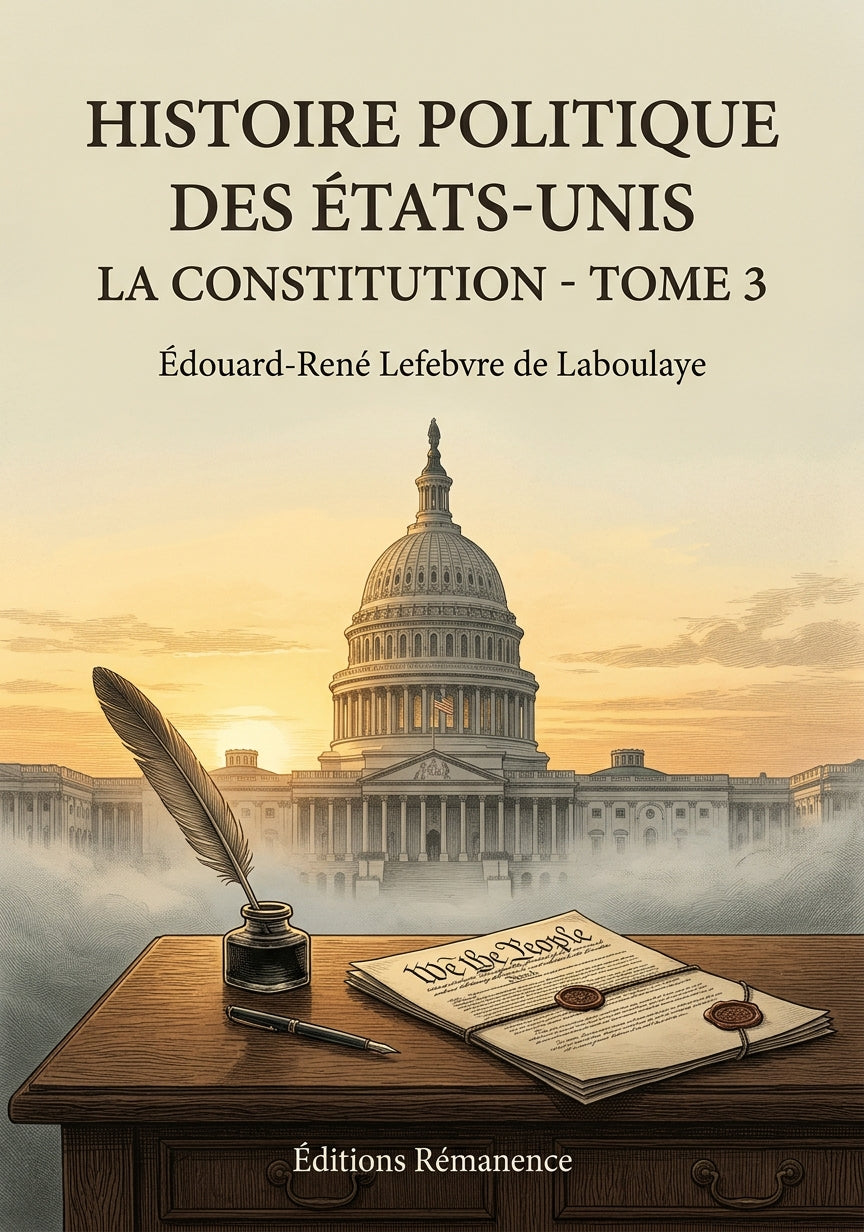 Livre Histoire politique des États-UnisLa Constitution - Tome 3 par Édouard-René Lefebvre de Laboulaye - Couverture - Editions Remanence