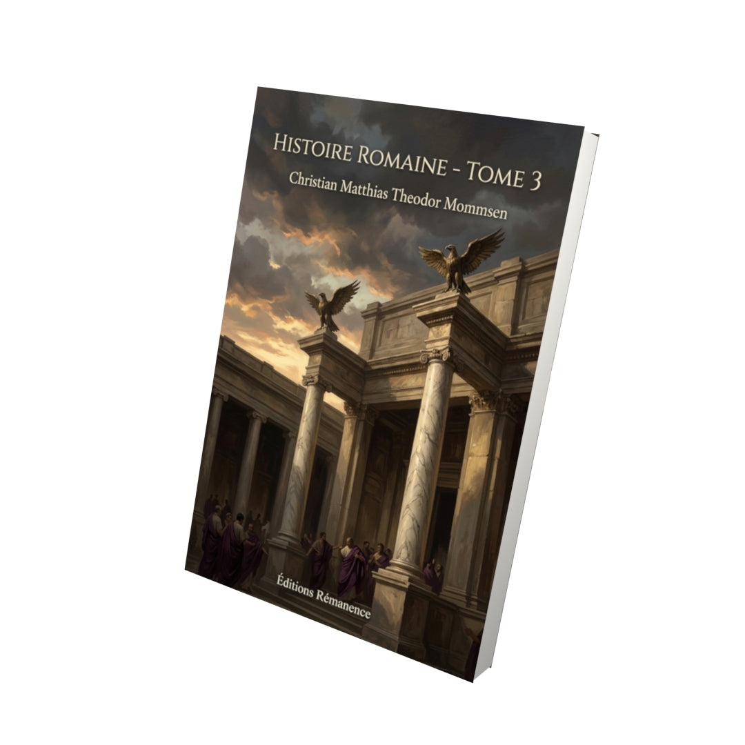 Livre Histoire romaine - Tome 3 par Christian Matthias Theodor Mommsen - Vue 3D - Editions Remanence