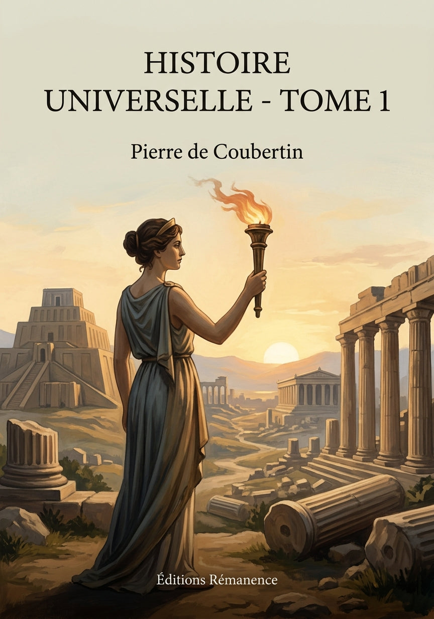Livre Histoire universelle - Tome 1 par Pierre de Coubertin - Couverture - Editions Remanence