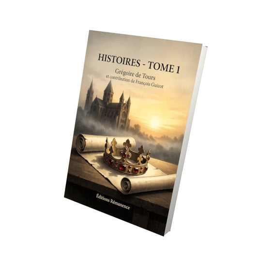 Livre Histoires - Tome 1 par Grégoire de Tours et contribution de François Guizot - Vue 3D - Editions Remanence