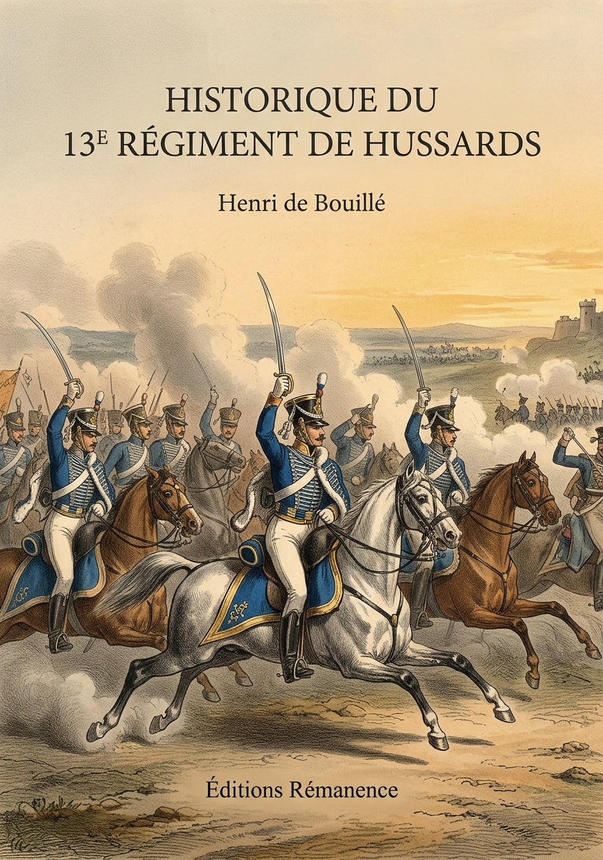 Livre Historique du 13e régiment de hussards par Henri de Bouillé - Couverture - Editions Remanence