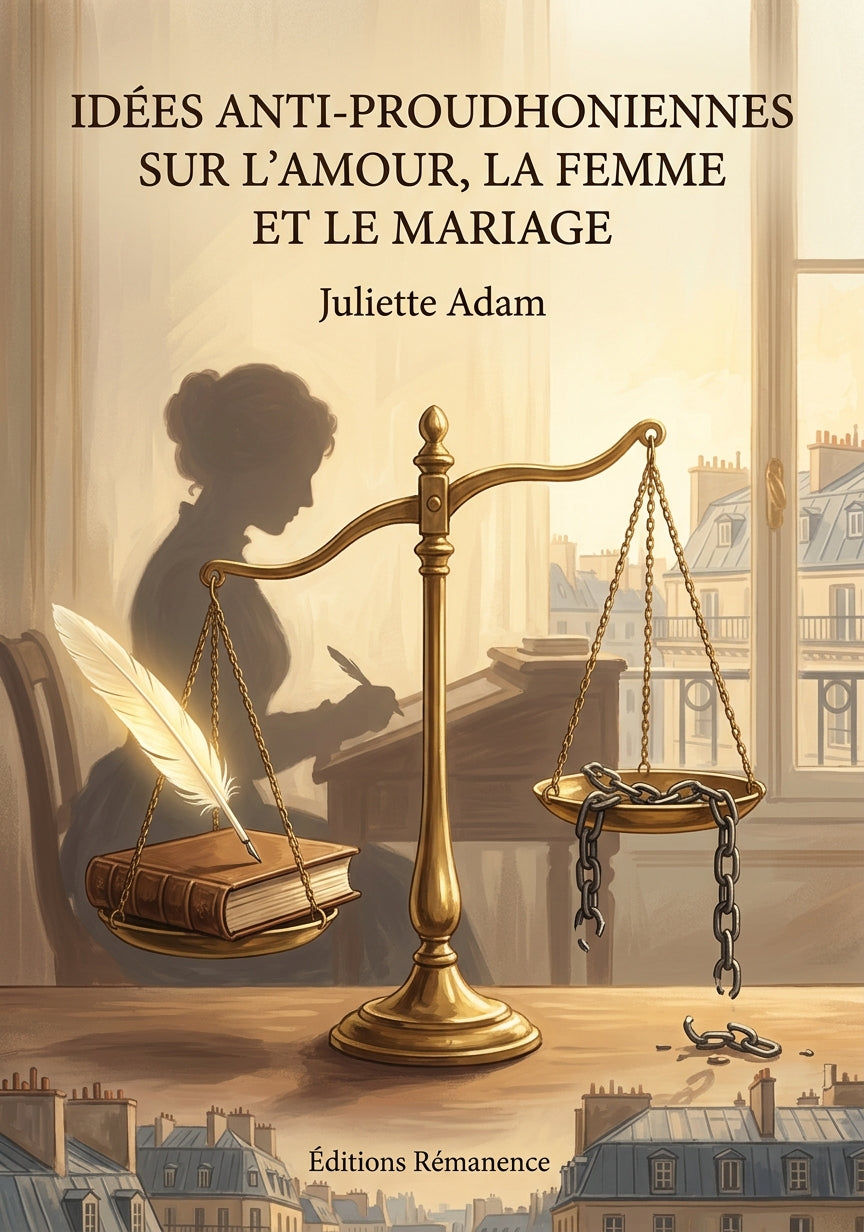 Livre Idées anti-proudhoniennes sur l’amour, la femme et le mariage par Juliette Adam - Couverture - Editions Remanence