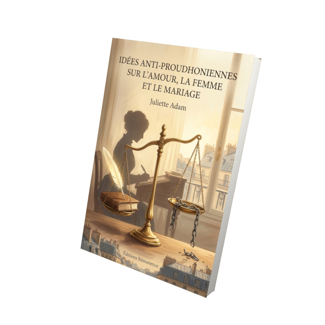 Livre Idées anti-proudhoniennes sur l’amour, la femme et le mariage par Juliette Adam - Vue 3D - Editions Remanence