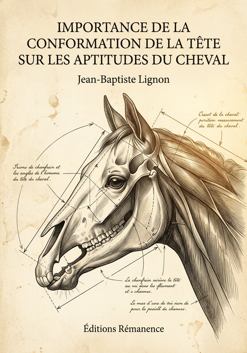 Livre Importance de la conformation de la tête sur les aptitudes du cheval par Jean-Baptiste Lignon - Couverture - Editions Remanence