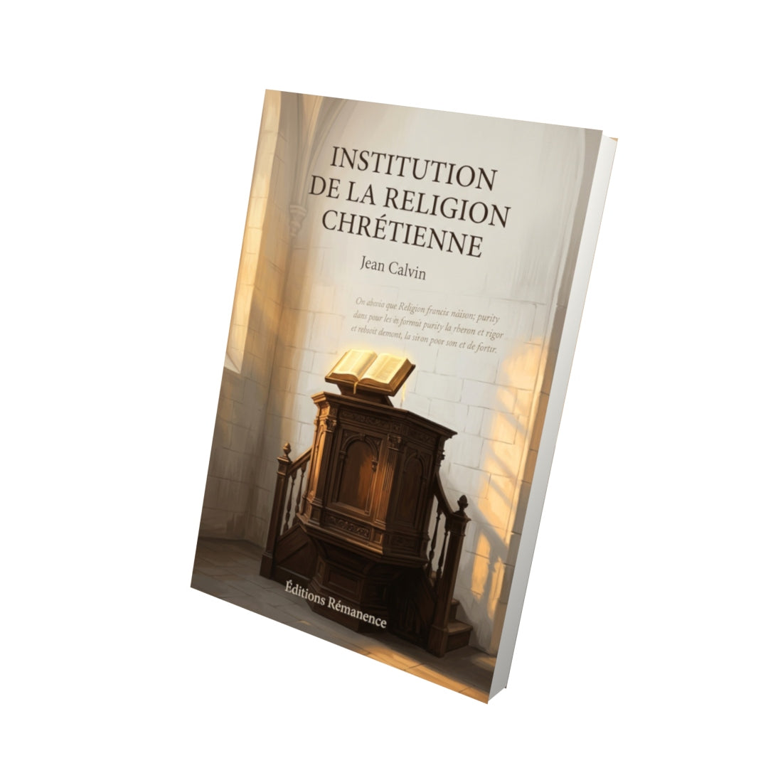 Livre Institution de la religion chrétienne par Jean Calvin - Vue 3D - Editions Remanence