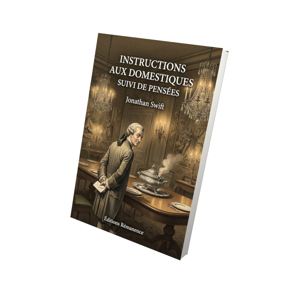 Livre Instructions aux domestiques suivi de Pensées par Jonathan Swift - Vue 3D - Editions Remanence