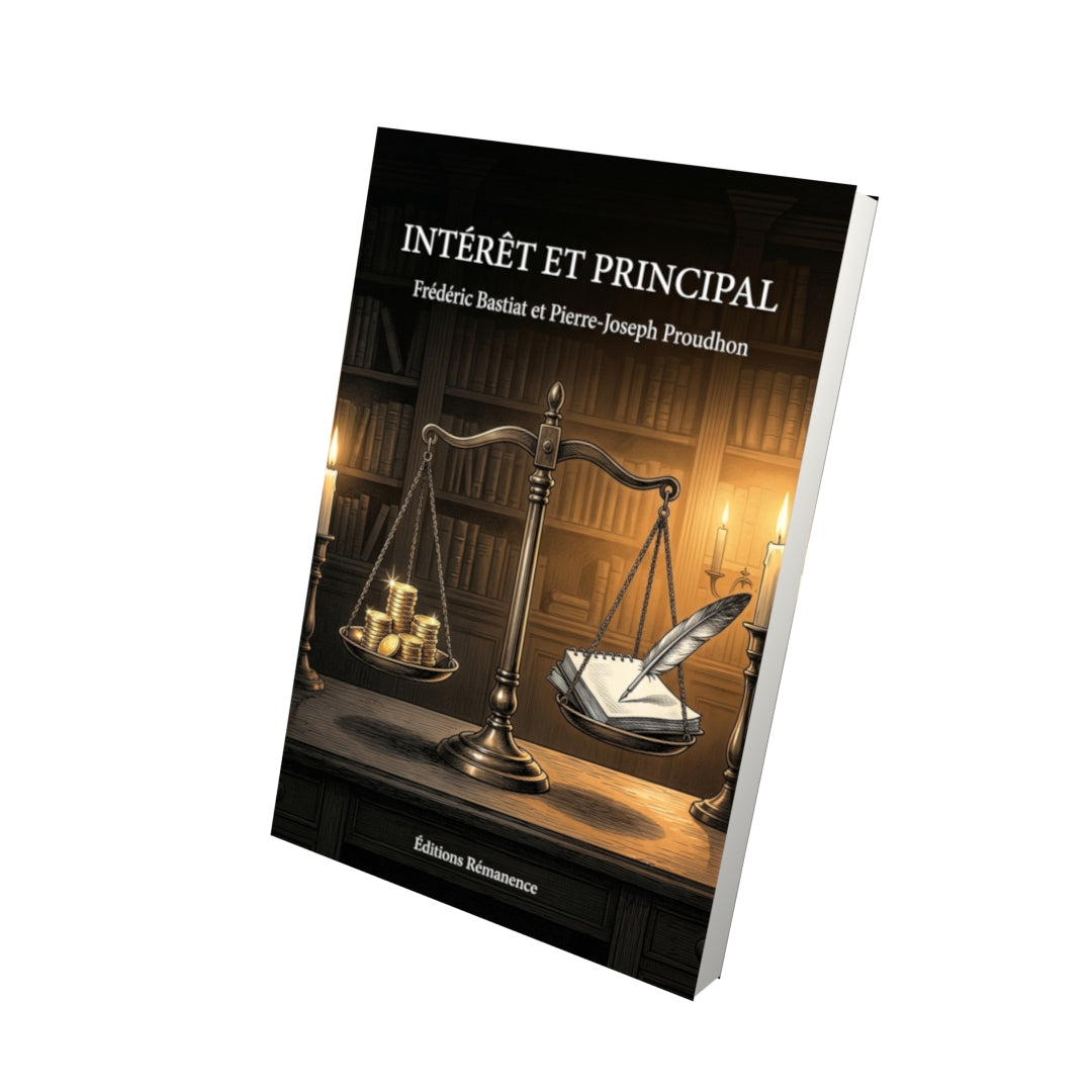 Livre Intérêt et principal par Frédéric Bastiat et Pierre-Joseph Proudhon - Vue 3D - Editions Remanence