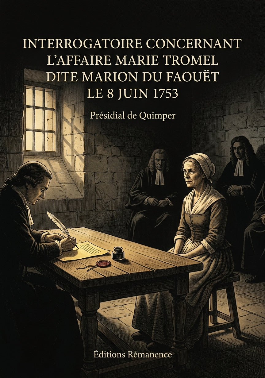 Livre Interrogatoire concernant l'affaire Marie Tromel dite Marion du Faouët le 8 juin 1753 par Présidial de Quimper - Couverture - Editions Remanence