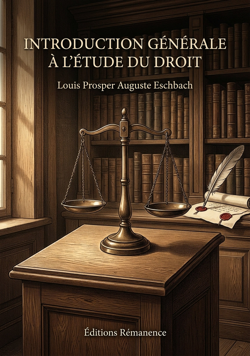 Livre Introduction générale à l’étude du droit par Louis Prosper Auguste Eschbach - Couverture - Editions Remanence