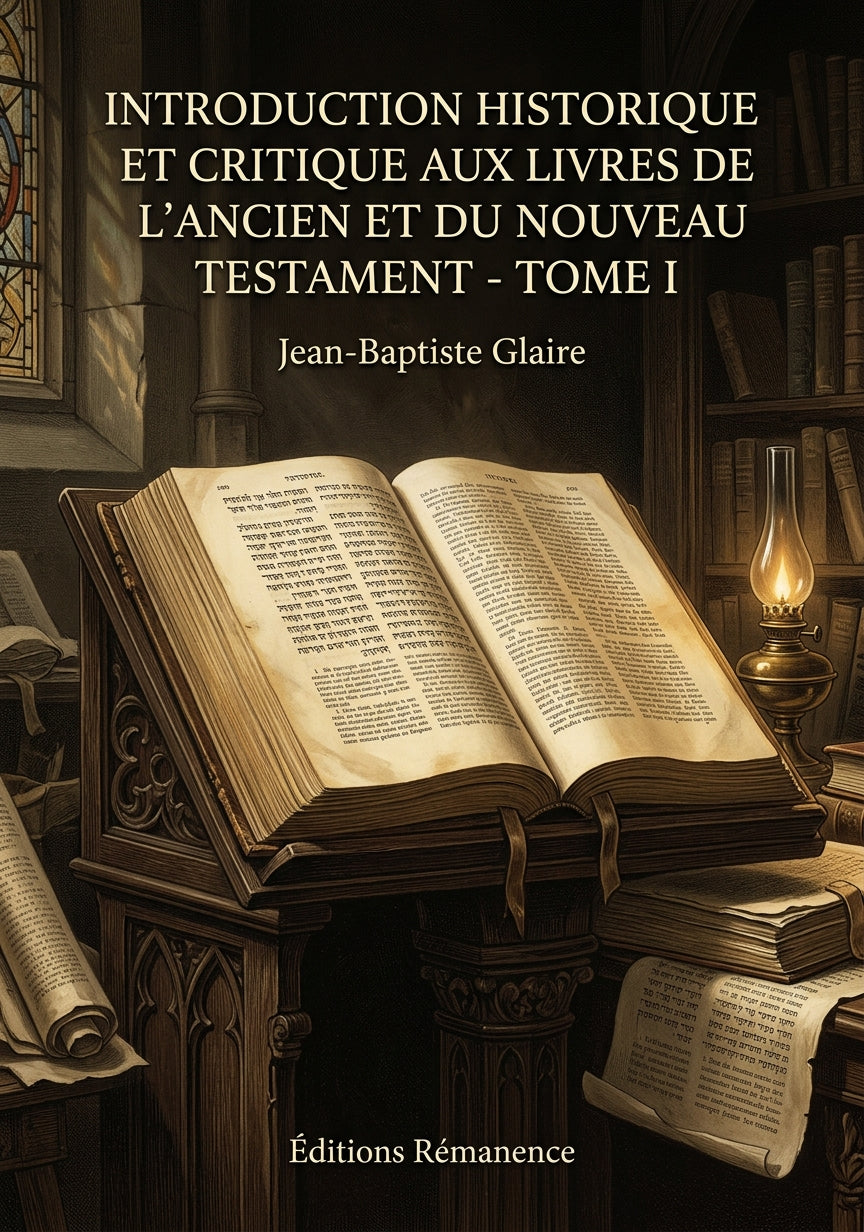 Livre Introduction historique et critique aux livres de l'Ancien et du Nouveau Testament - Tome I par Jean-Baptiste Glaire - Couverture - Editions Remanence