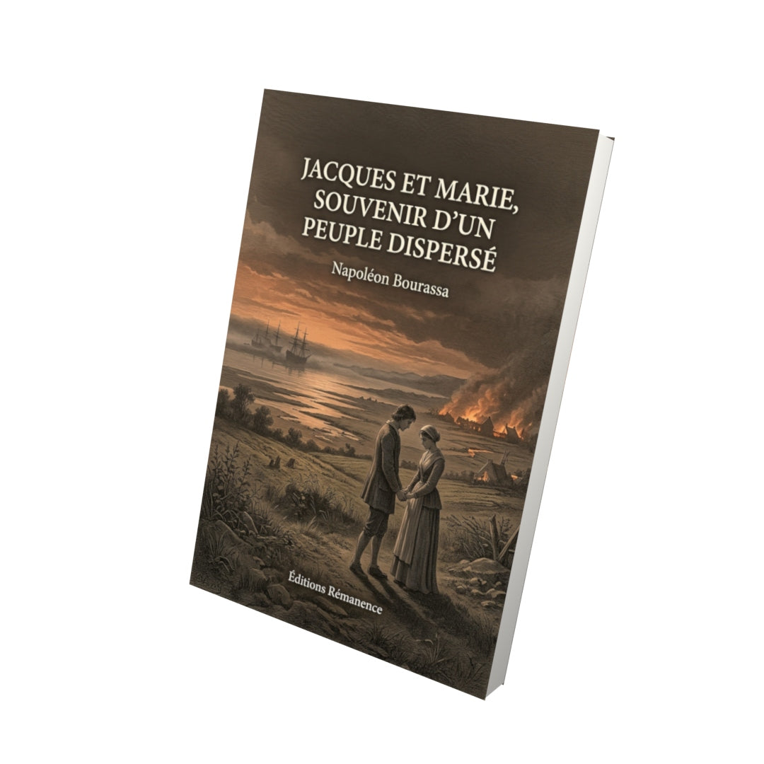 Livre Jacques et Marie, souvenir d’un peuple dispersé par Napoléon Bourassa - Vue 3D - Editions Remanence