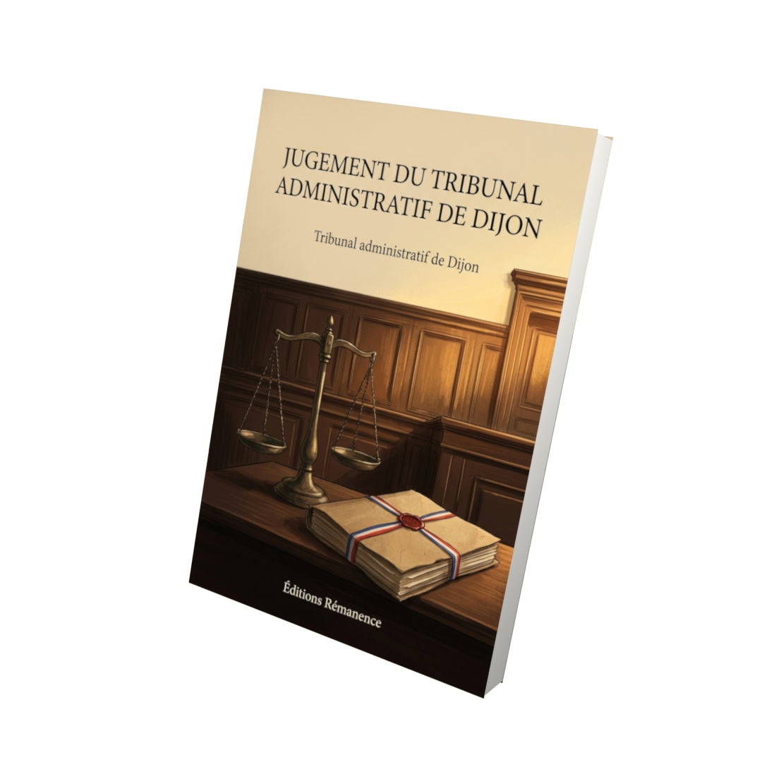 Livre Jugement du Tribunal Administratif de Dijon par Tribunal administratif de Dijon - Vue 3D - Editions Remanence