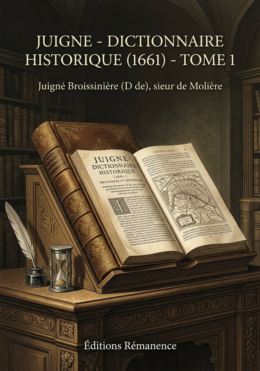 Livre Juigne - Dictionnaire historique (1661) - Tome 1 par Juigné Broissinière (D de), sieur de Molière - Couverture - Editions Remanence