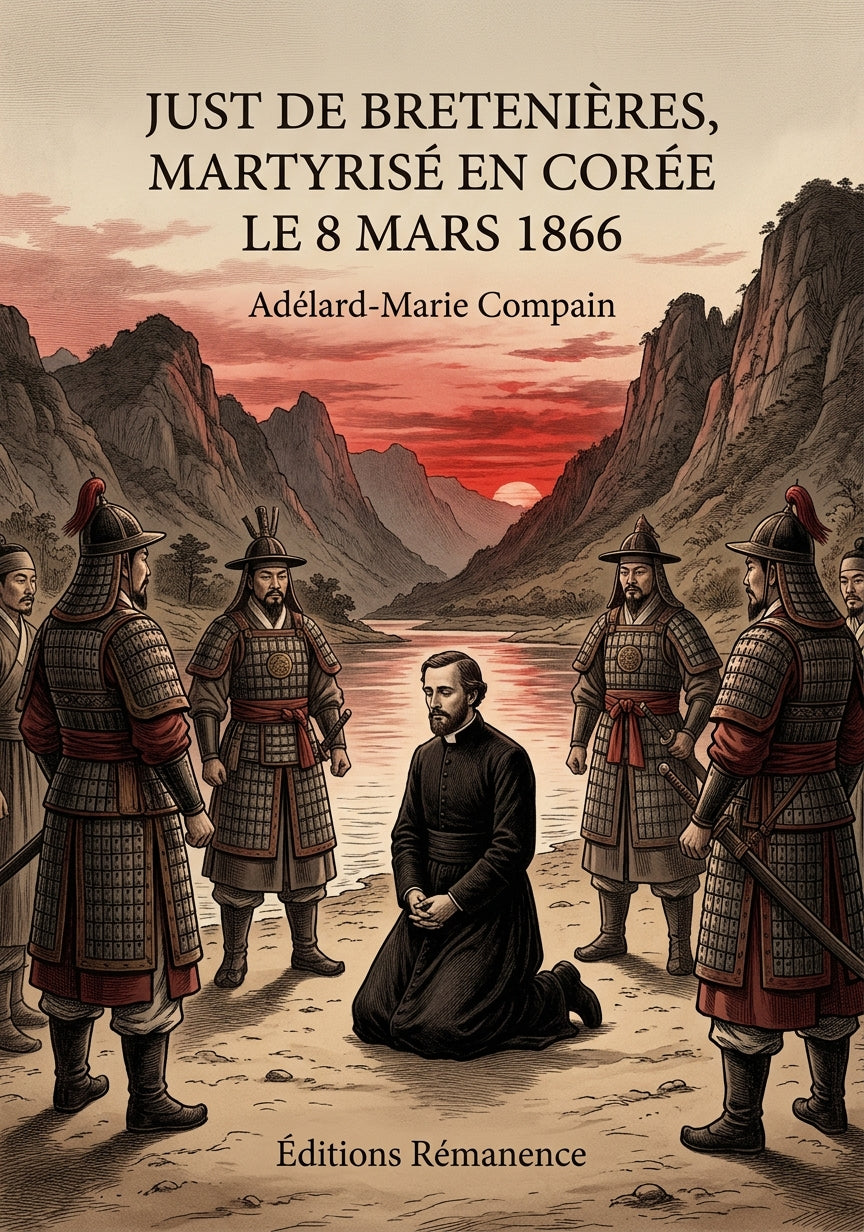 Livre Just de Bretenières, martyrisé en Corée le 8 mars 1866 par Adélard-Marie Compain - Couverture - Editions Remanence