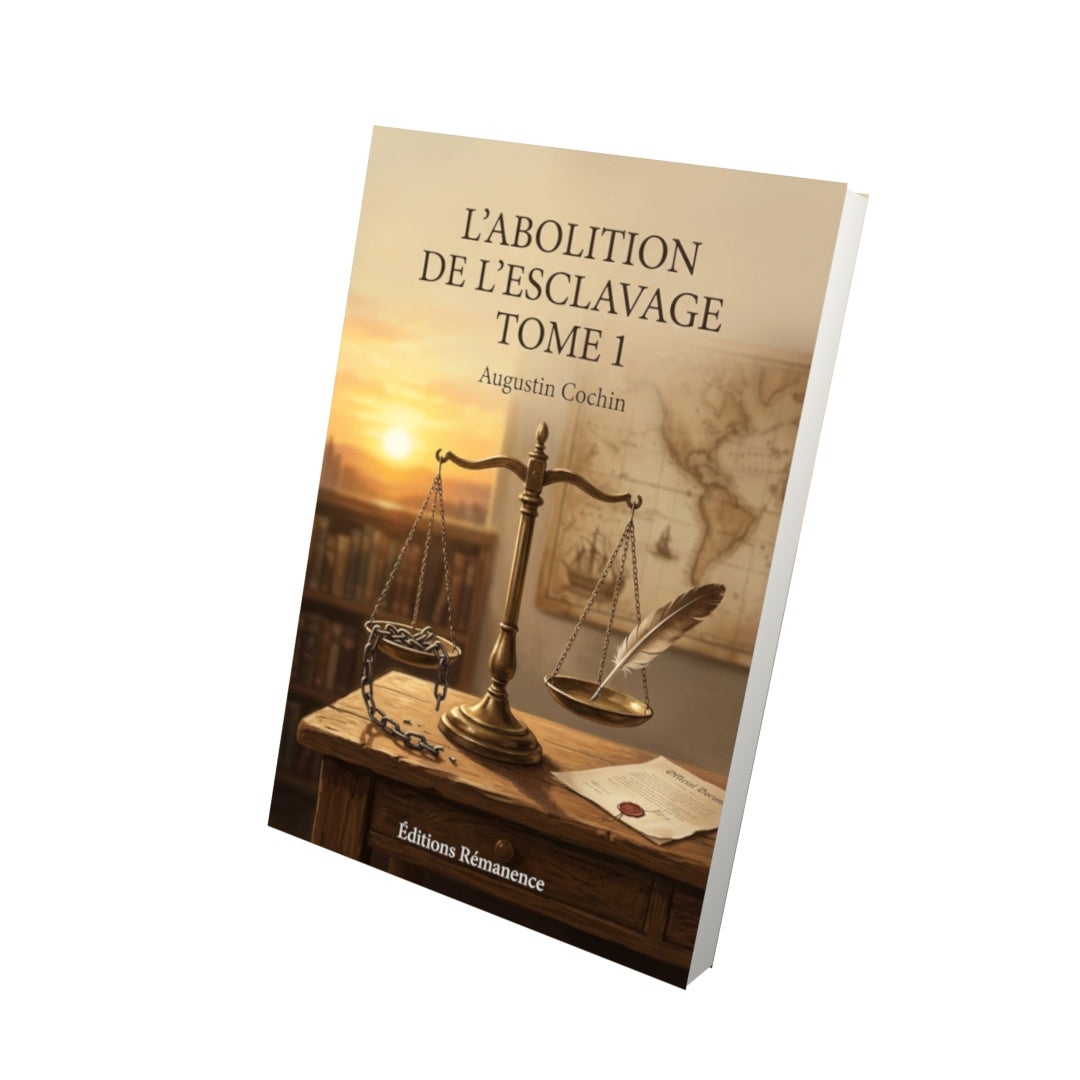 Livre L'abolition de l'esclavage Tome 1 - Augustin Cochin - Vue 3D - Editions Remanence