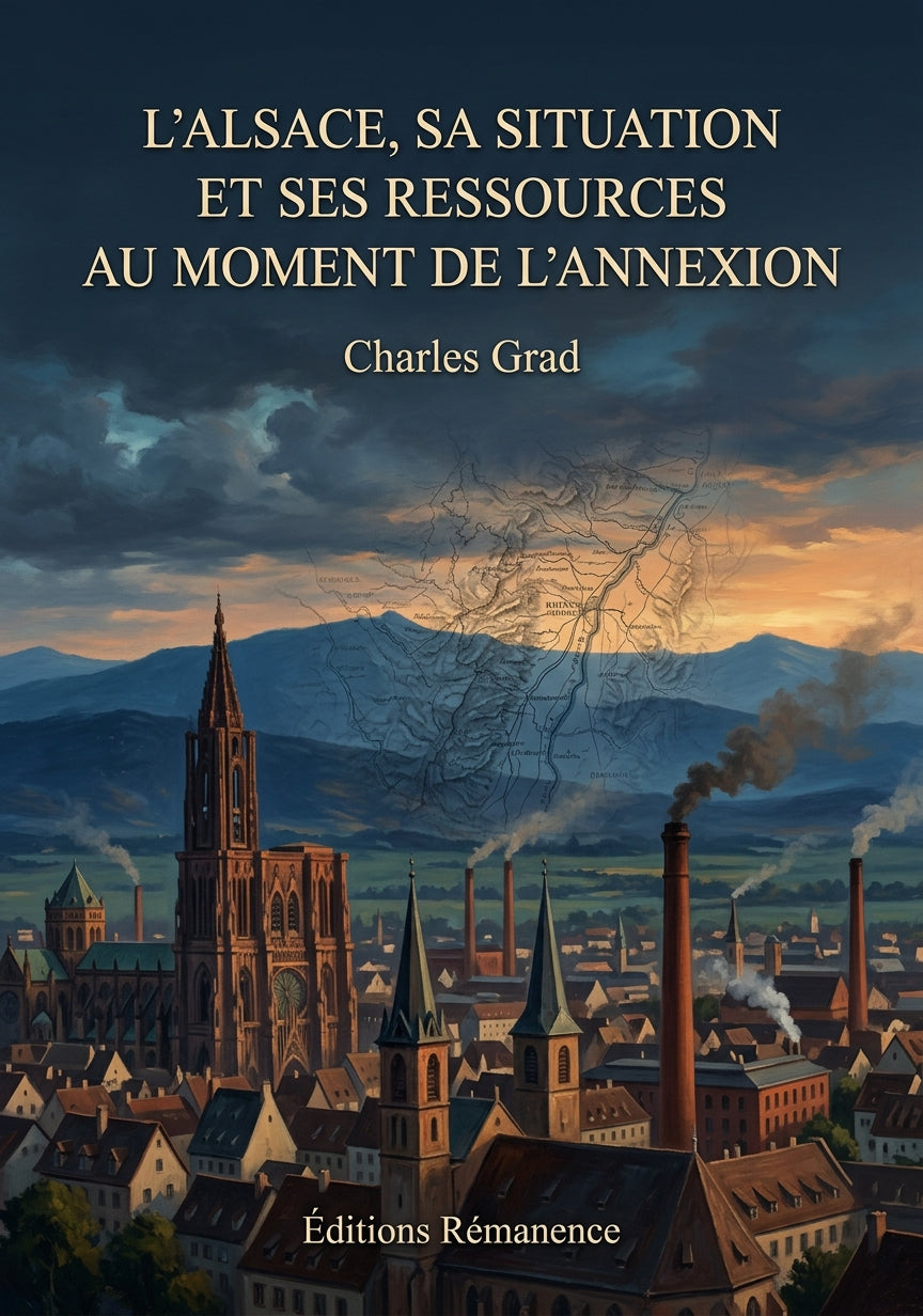 Livre L'Alsace, sa situation et ses ressources au moment de l'annexion par Charles Grad - Couverture - Editions Remanence