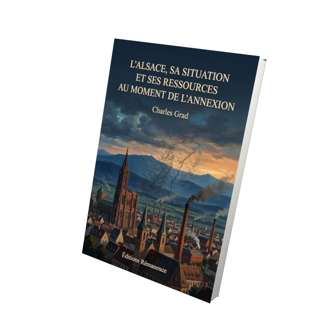 Livre L'Alsace, sa situation et ses ressources au moment de l'annexion par Charles Grad - Vue 3D - Editions Remanence