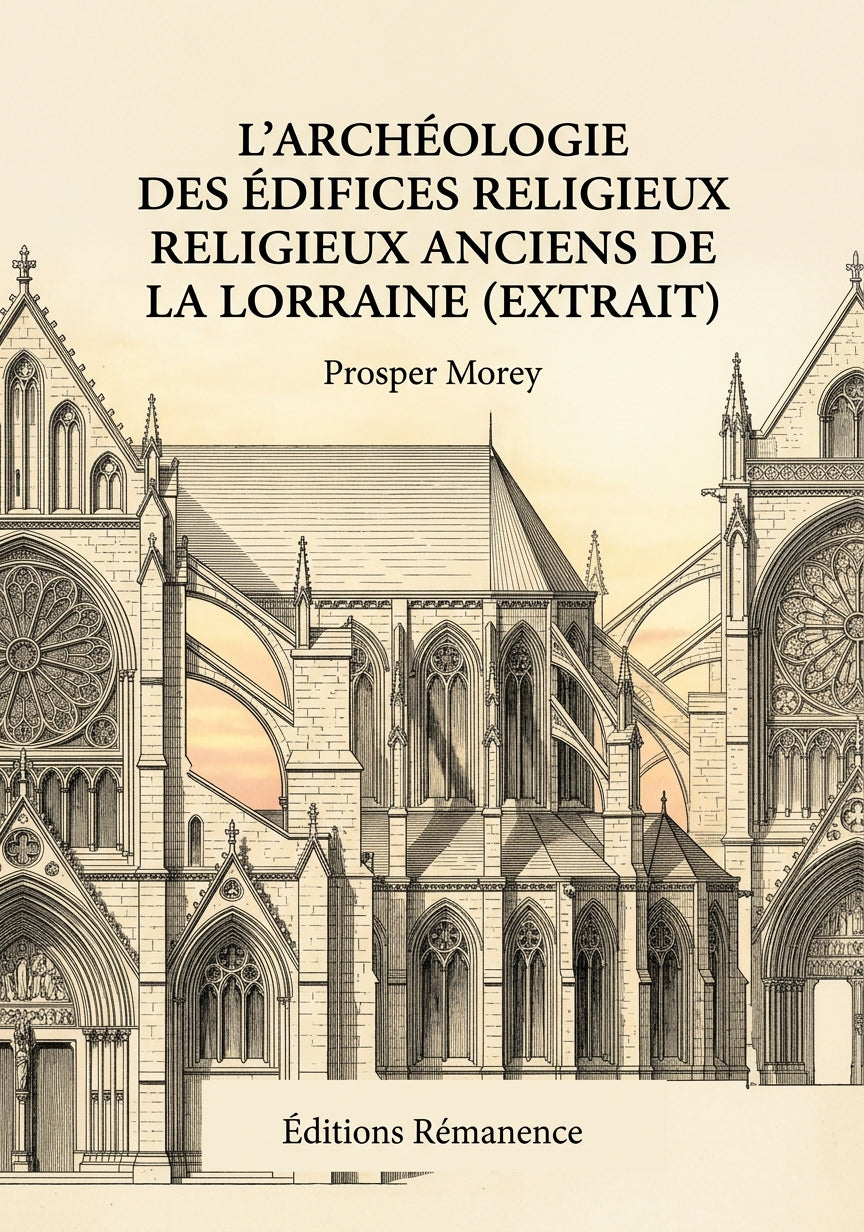 Livre L'archéologie des édifices religieux anciens de la Lorraine (extrait) par Prosper Morey - Couverture - Editions Remanence
