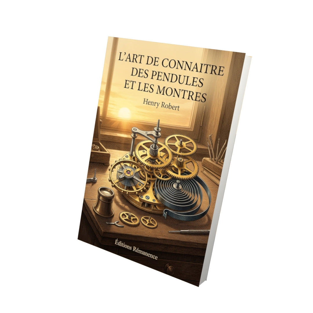 Livre L'art de connaitre des pendules et les montres par Henry Robert - Vue 3D - Editions Remanence