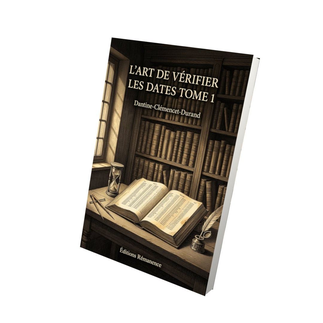 Livre L'art de vérifier les dates Tome 1 - Dantine-Clémencet-Durand - Vue 3D - Editions Remanence