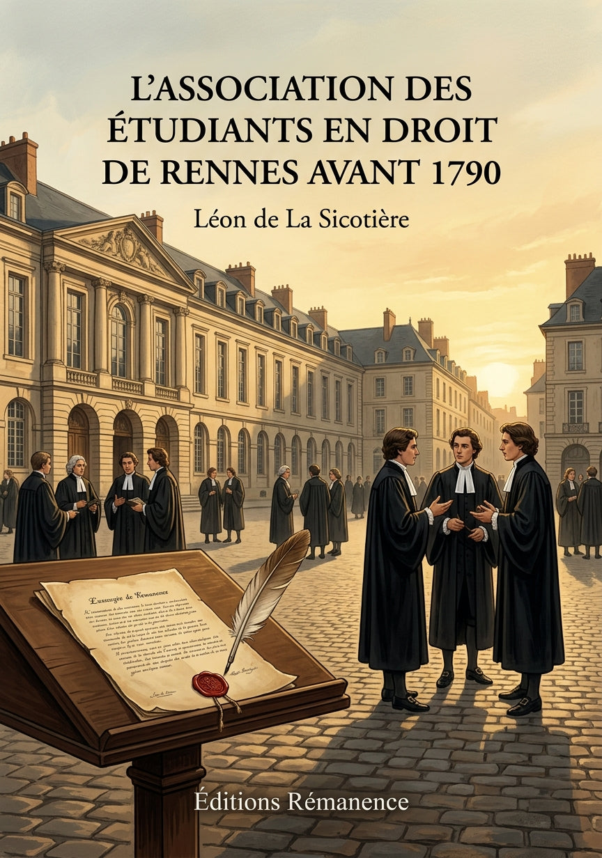Livre L'Association des étudiants en droit de Rennes avant 1790 par Léon de La Sicotière - Couverture - Editions Remanence