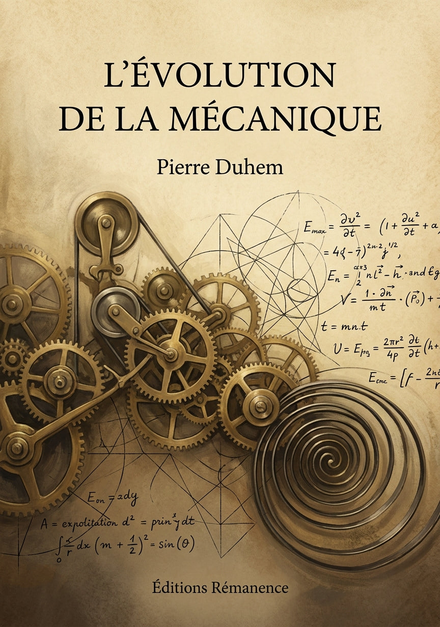 Livre L'évolution de la mécanique par Pierre Duhem - Couverture - Editions Remanence
