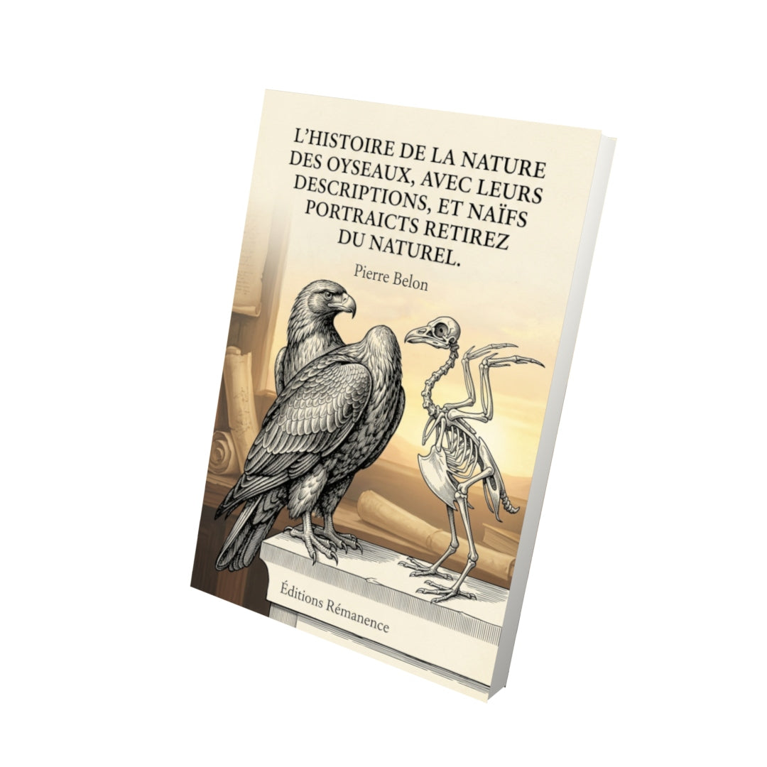 Livre L'histoire de la nature des oyseaux, avec leurs descriptions, et naïfs portraicts retirez du naturel. par Pierre Belon - Vue 3D - Editions Remanence