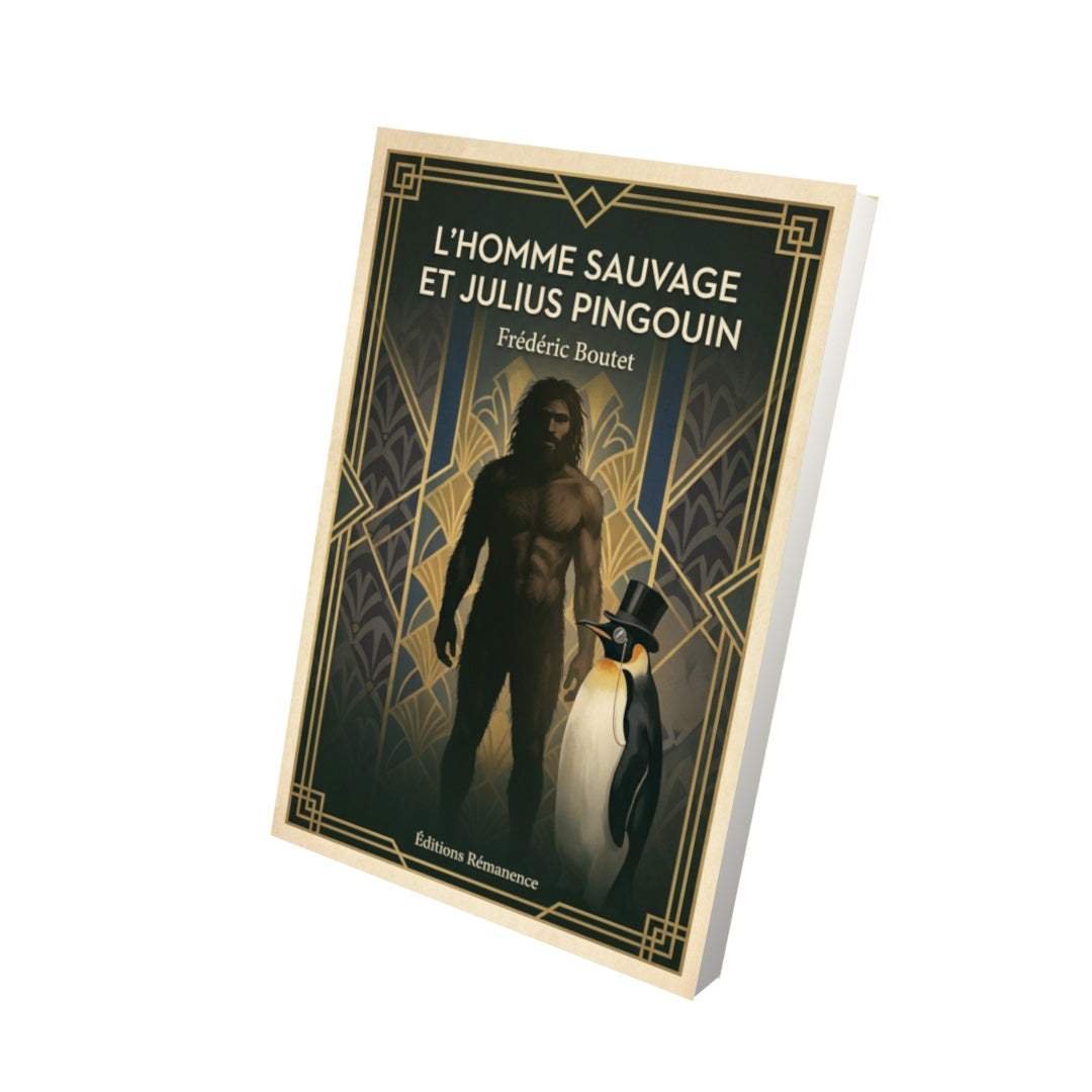 Livre L'homme sauvage et Julius Pingouin - Frédéric Boutet - Vue 3D - Editions Remanence