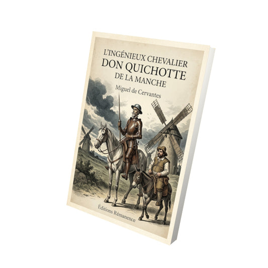 Livre L'ingénieux chevalier Don Quichotte de la Manche - Miguel de Cervantes - Vue 3D - Editions Remanence