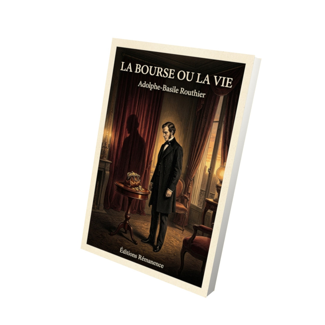 Livre La bourse ou la vie par Adolphe-Basile Routhier - Vue 3D - Editions Remanence