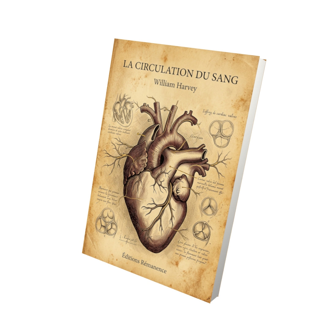 Livre La Circulation du sang par William Harvey - Vue 3D - Editions Remanence