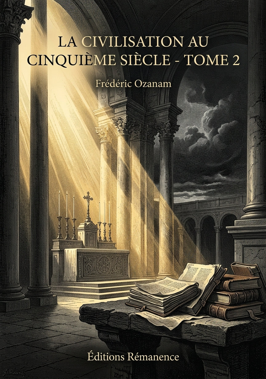 Livre La civilisation au cinquième siècle - Tome 2 par Frédéric Ozanam - Couverture - Editions Remanence
