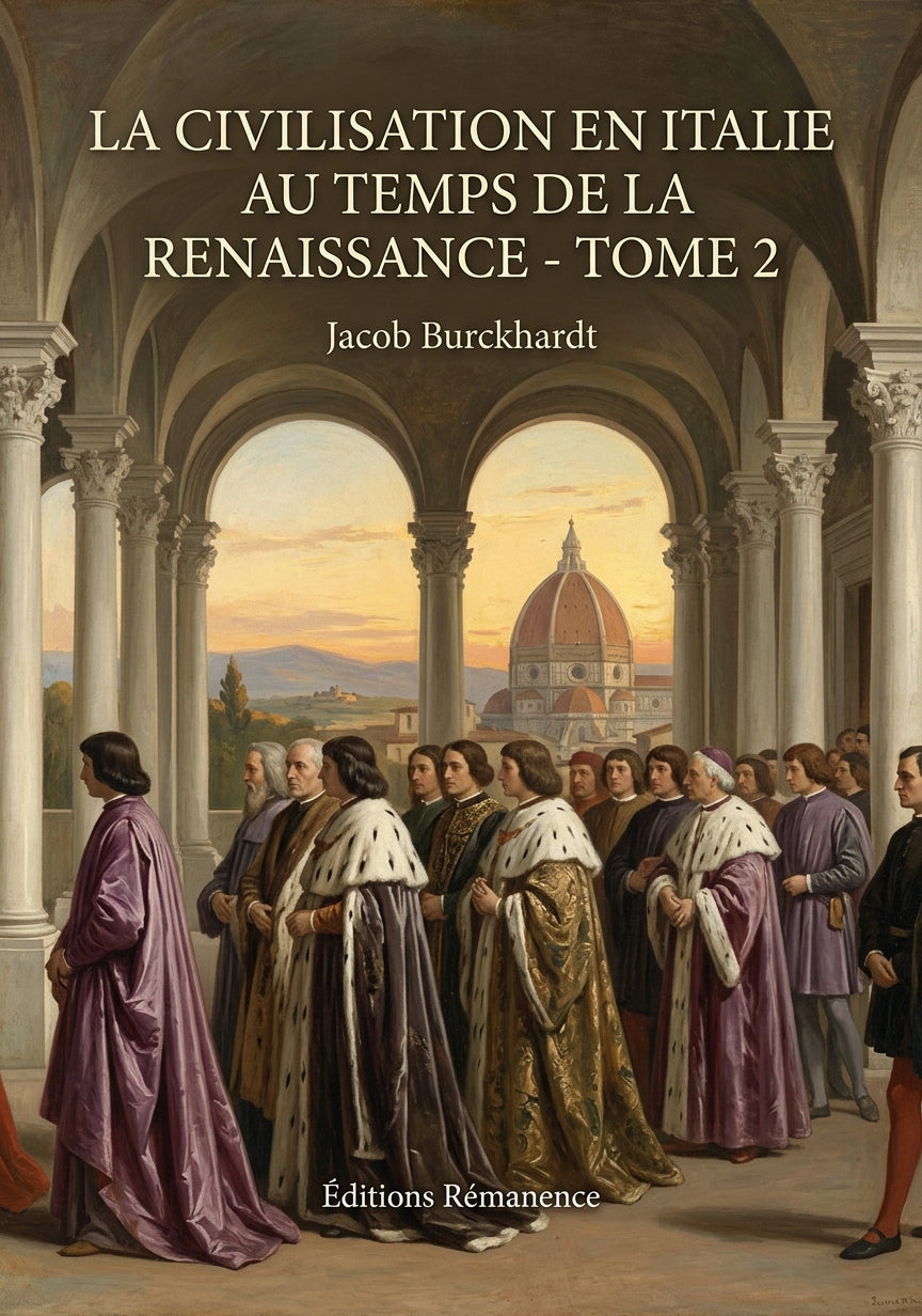 Livre La Civilisation en Italie au temps de la Renaissance - Tome 2 par Jacob Burckhardt - Couverture - Editions Remanence