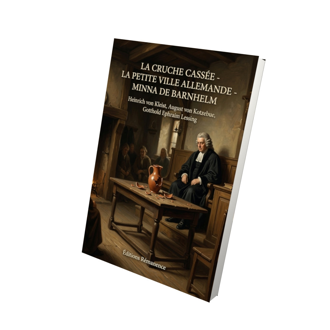 Livre La Cruche cassée - La Petite Ville allemande - Minna de Barnhelm par Heinrich von Kleist, August von Kotzebue, Gotthold Ephraim Lessing - Vue 3D - Editions Remanence