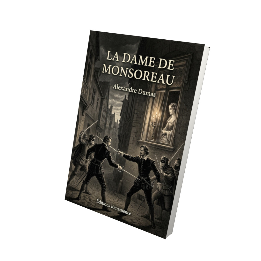 Livre La Dame de Monsoreau par Alexandre Dumas - Vue 3D - Editions Remanence