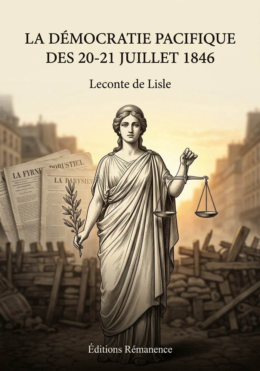 Livre La Démocratie pacifique des 20-21 juillet 1846 par Leconte de Lisle - Couverture - Editions Remanence