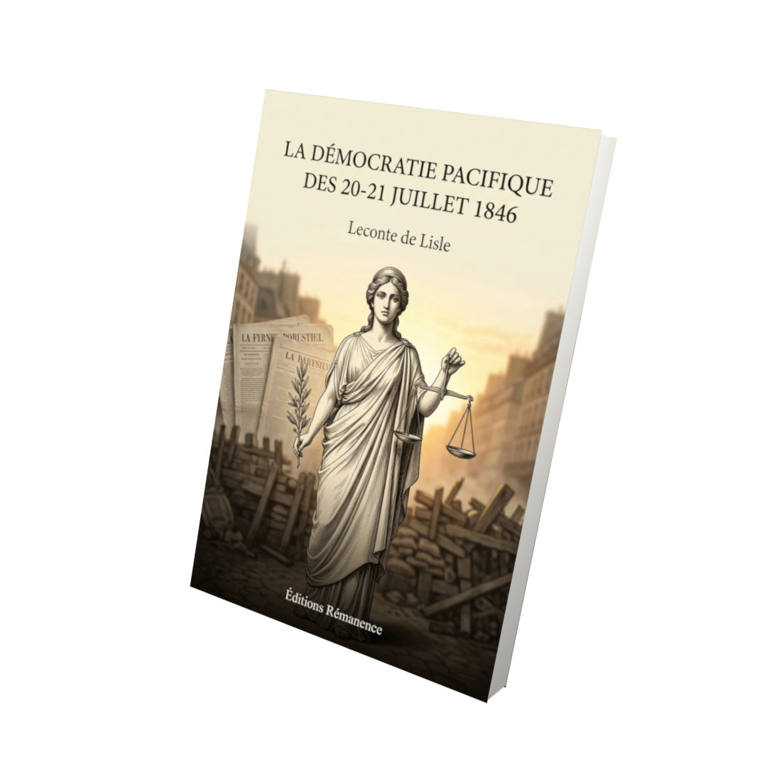 Livre La Démocratie pacifique des 20-21 juillet 1846 par Leconte de Lisle - Vue 3D - Editions Remanence