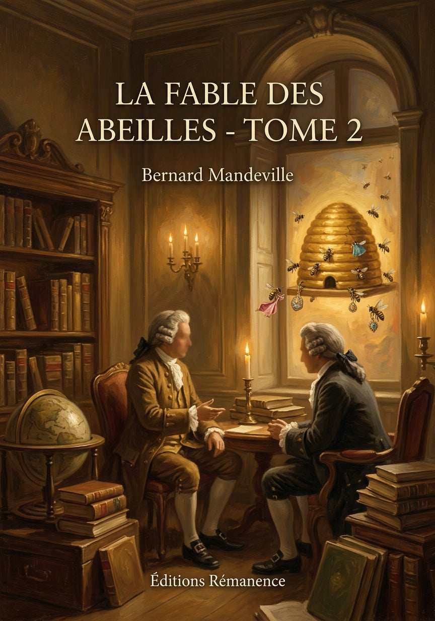 Livre La Fable des abeilles - Tome 2 par Bernard Mandeville - Couverture - Editions Remanence