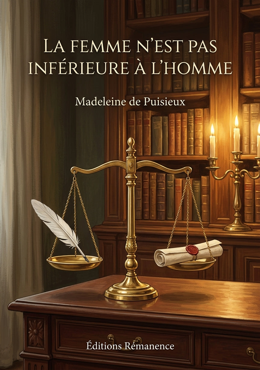 Livre La Femme n’est pas inférieure à l’homme par Madeleine de Puisieux - Couverture - Editions Remanence