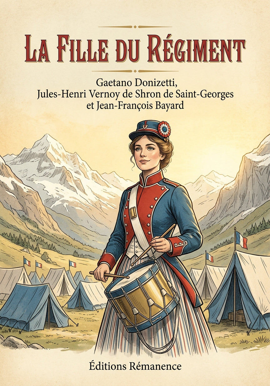 Livre La Fille du régiment par Gaetano Donizetti, Jules-Henri Vernoy de Saint-Georges et Jean-François Bayard - Couverture - Editions Remanence