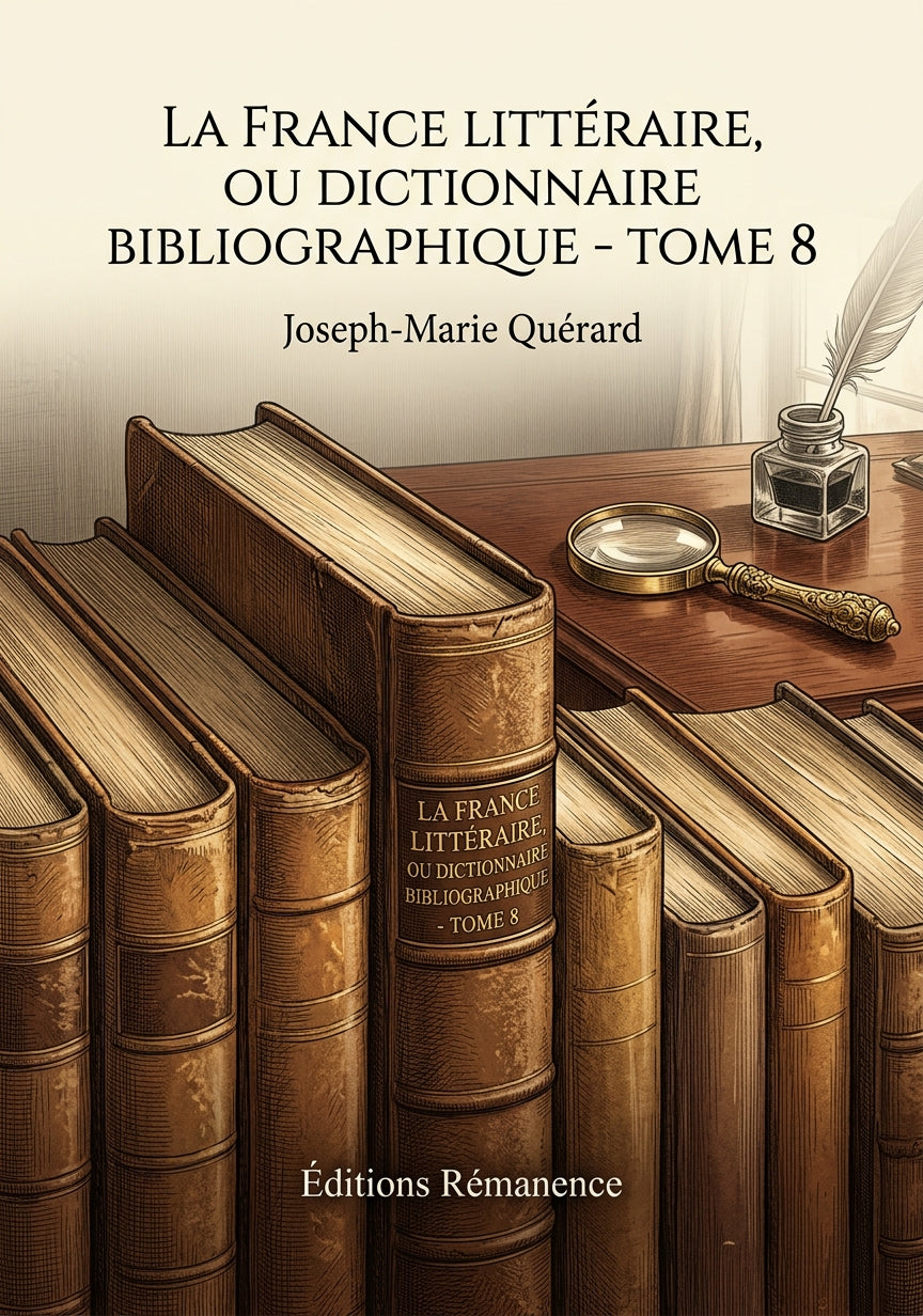 Livre La France littéraire, ou Dictionnaire bibliographique - Tome 8 par Joseph-Marie Quérard - Couverture - Editions Remanence