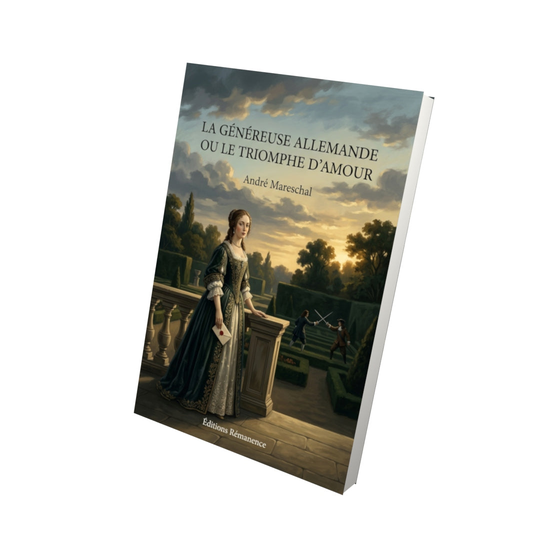 Livre La Généreuse Allemande ou le Triomphe d’amour par André Mareschal - Vue 3D - Editions Remanence