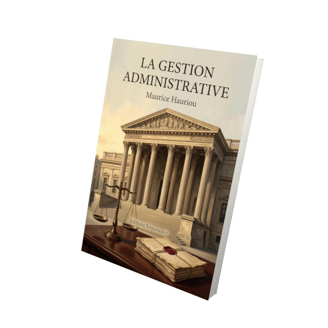 Livre La gestion administrative par Maurice Hauriou - Vue 3D - Editions Remanence
