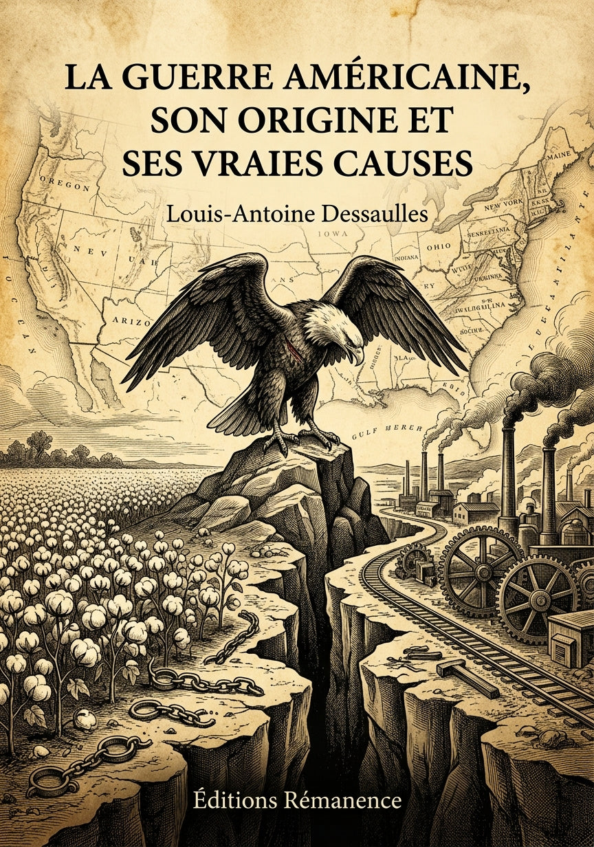 Livre La Guerre américaine, son origine et ses vraies causes par Louis-Antoine Dessaulles - Couverture - Editions Remanence