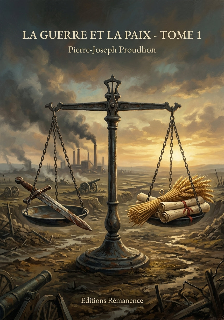 Livre La Guerre et la Paix - Tome 1 par Pierre-Joseph Proudhon - Couverture - Editions Remanence